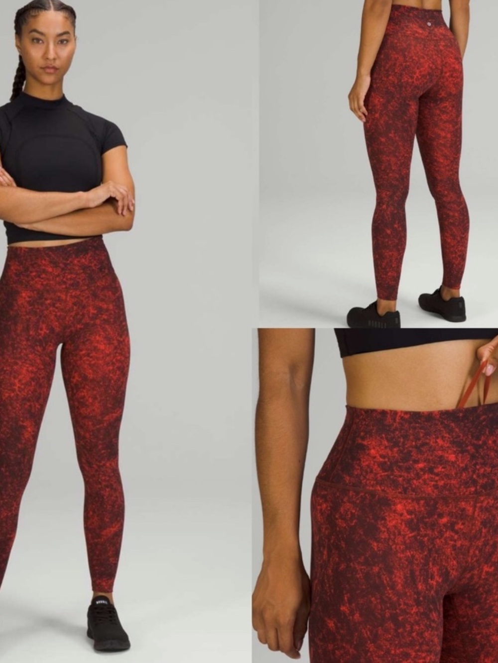 Lululemon Wunder Train High-Rise Legging, Autumn Red Black | Size 8, 28” inseam